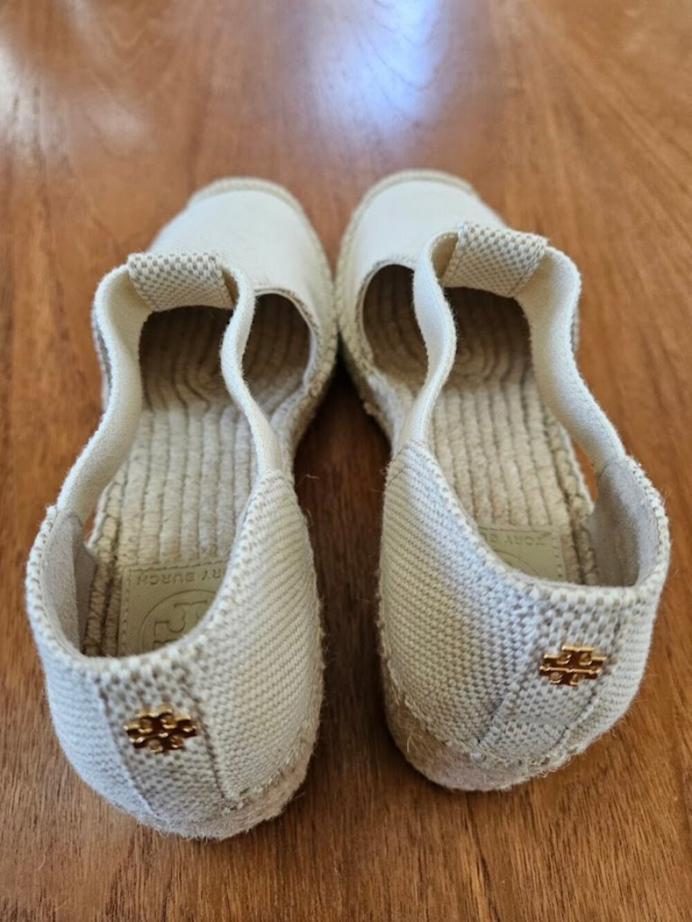 Tory Burch Catalina Espadrille Canvas Wedge Sandal Shoe Sand Natural Tan 8.5 - Picture 6 of 11